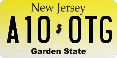 NJ license plate A10OTG