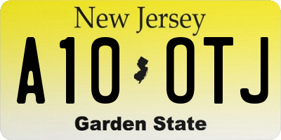 NJ license plate A10OTJ