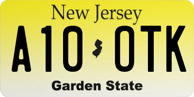 NJ license plate A10OTK