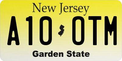 NJ license plate A10OTM