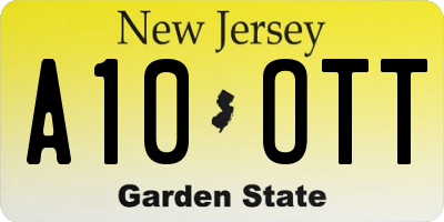 NJ license plate A10OTT