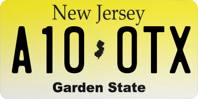 NJ license plate A10OTX