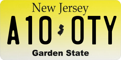 NJ license plate A10OTY
