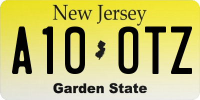 NJ license plate A10OTZ