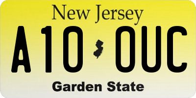NJ license plate A10OUC