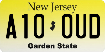 NJ license plate A10OUD