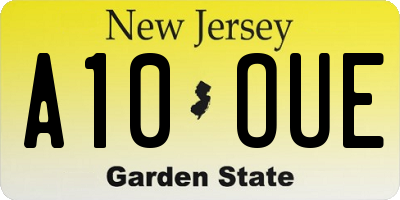 NJ license plate A10OUE