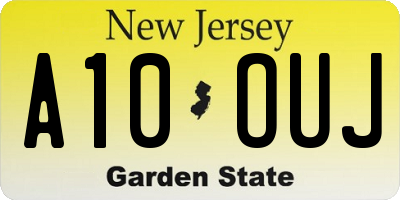 NJ license plate A10OUJ