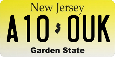 NJ license plate A10OUK
