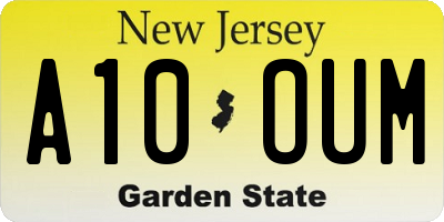 NJ license plate A10OUM