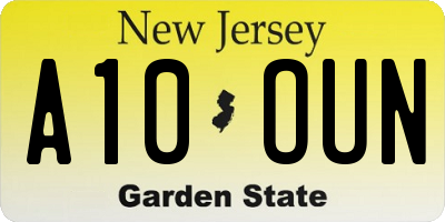 NJ license plate A10OUN