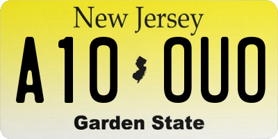 NJ license plate A10OUO