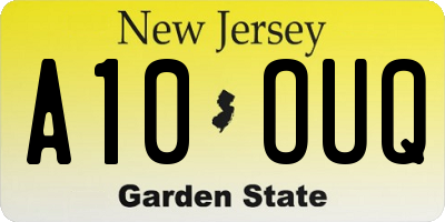 NJ license plate A10OUQ