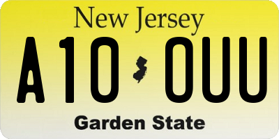 NJ license plate A10OUU