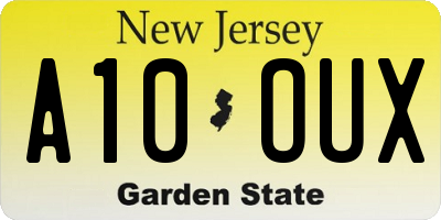 NJ license plate A10OUX