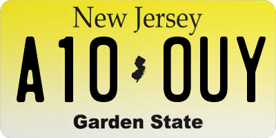 NJ license plate A10OUY