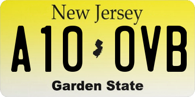NJ license plate A10OVB