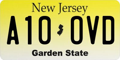 NJ license plate A10OVD