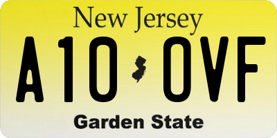 NJ license plate A10OVF