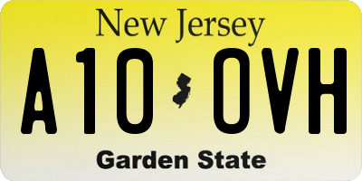 NJ license plate A10OVH