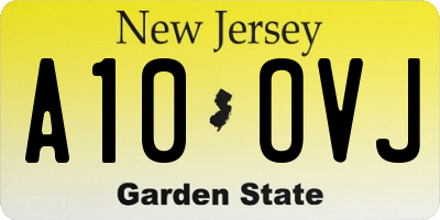 NJ license plate A10OVJ