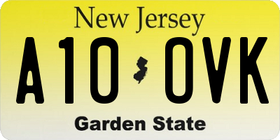 NJ license plate A10OVK