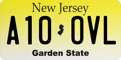 NJ license plate A10OVL