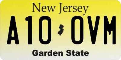 NJ license plate A10OVM