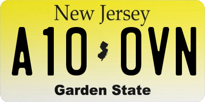 NJ license plate A10OVN