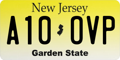 NJ license plate A10OVP