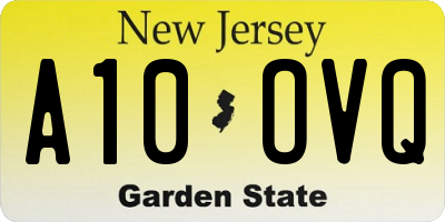 NJ license plate A10OVQ
