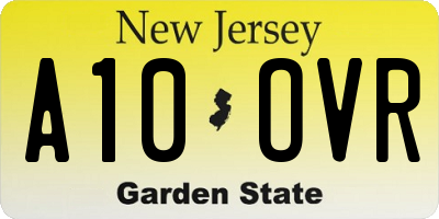 NJ license plate A10OVR