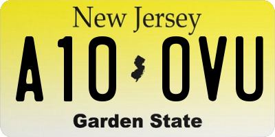 NJ license plate A10OVU