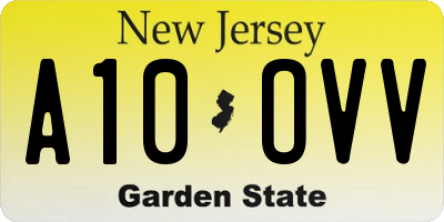 NJ license plate A10OVV