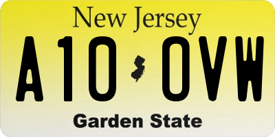 NJ license plate A10OVW