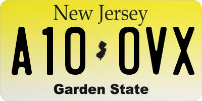 NJ license plate A10OVX