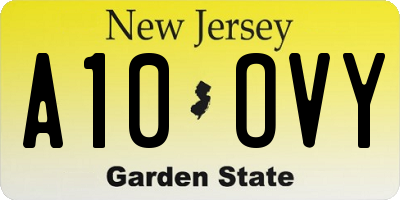 NJ license plate A10OVY