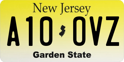 NJ license plate A10OVZ