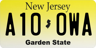 NJ license plate A10OWA
