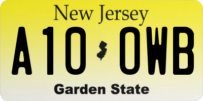 NJ license plate A10OWB