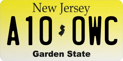 NJ license plate A10OWC