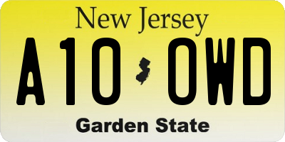 NJ license plate A10OWD