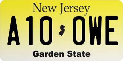 NJ license plate A10OWE