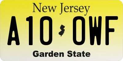 NJ license plate A10OWF