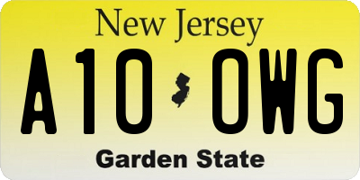 NJ license plate A10OWG