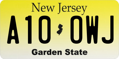 NJ license plate A10OWJ