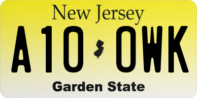 NJ license plate A10OWK
