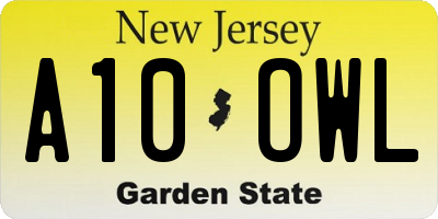 NJ license plate A10OWL