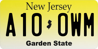 NJ license plate A10OWM