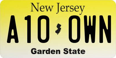 NJ license plate A10OWN